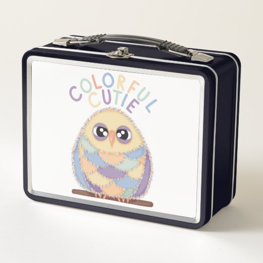 Lunch Box Chouette Colorée Vibrante avec Texte (Devant)