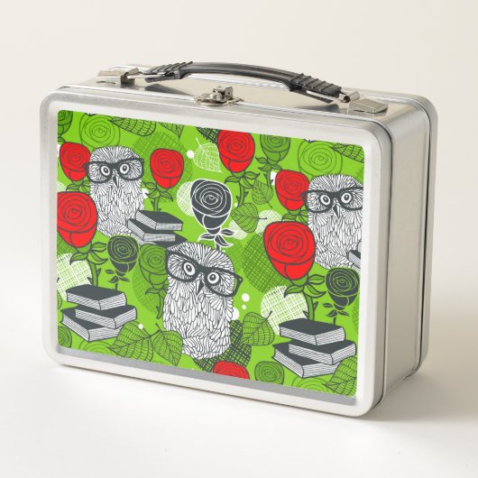 Lunch Box Chouette en roses rouges (Devant)