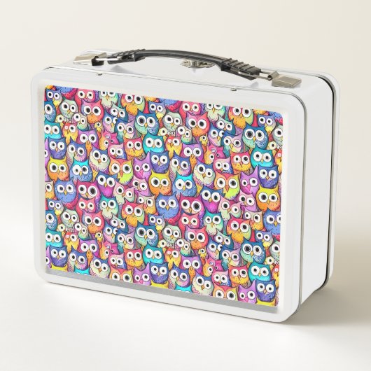Lunch Box Chouette face Doodle motif oiseaux monogramme init (Dos)