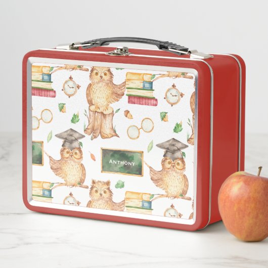 Lunch Box Chouette intelligente mignonne avec Chalkboard Nom (En situation)