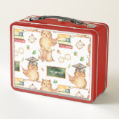 Lunch Box Chouette intelligente mignonne avec Chalkboard Nom (Dos)