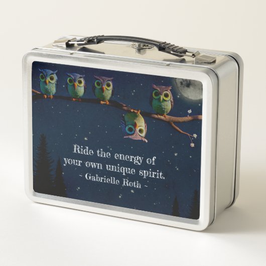 Lunch Box Chouette qui est différent avec un collage de devi (Dos)