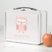 Lunch Box 'Chouette rose', filles customisées mignonnes et c (En situation)