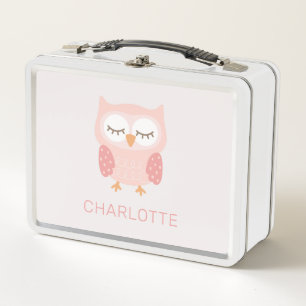 Lunch Box 'Chouette rose', filles customisées mignonnes et c