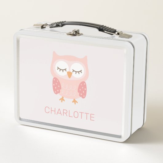 Lunch Box 'Chouette rose', filles customisées mignonnes et c (Devant)