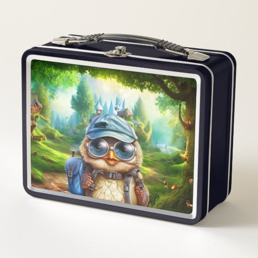Lunch Box Chouette voyageuse dans une forêt enchantée (Devant)