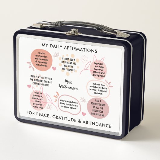 Lunch Box Christian Positive Daily Affirmations Teacher (Devant)