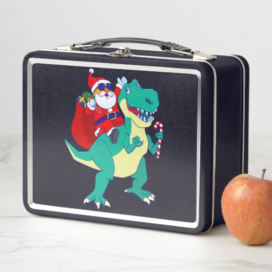 Lunch Box Christmas Boys Dinosaur Santa T Rex Xmas Dino Love (En situation)