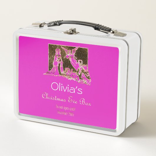 Lunch Box Christmas Eve Box Nativité Scene Hot Pink Ajouter (Devant)