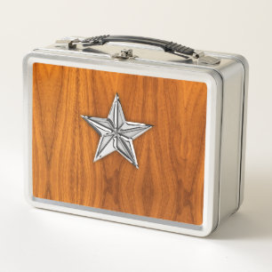 Lunch Box Chrome Comme étoile nautique sur Décor en teck