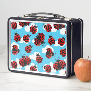 Lunch Box Ciel Bleu Nuages Bleu Rouge coccinelle