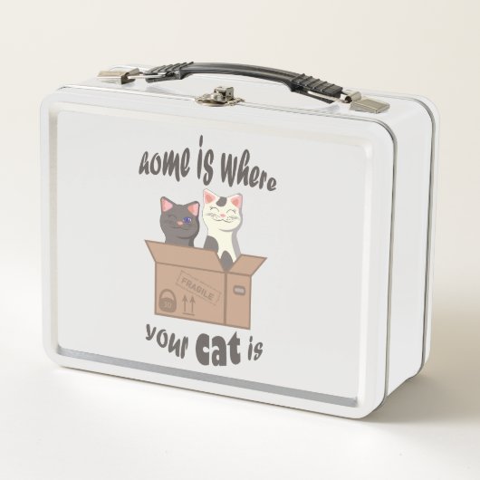 Lunch Box Citation drôle Accueil est où est votre chat (Devant)
