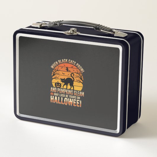 Lunch Box Citrouille Chat Noir Halloween Design Vectoriel (Devant)