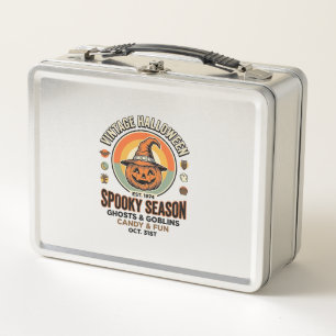 Lunch Box Citrouille d'Halloween Chapeau de Sorcière Vintage