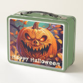 Lunch Box Citrouille orange effrayante avec visage, Hallowee (Dos)