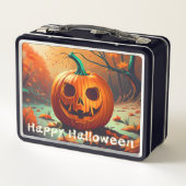 Lunch Box Citrouille orange effrayante avec visage, Hallowee (Dos)