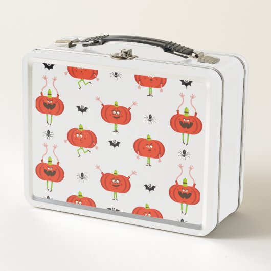 Lunch Box Citrouilles d'halloween mignonnes, araignée et mot (Devant)