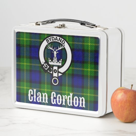 Lunch Box Clan Gordon Crest Badge & Tartan (En situation)