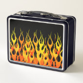 Lunch Box Classic Racing Flames Pin Stripes sur Noir (Dos)