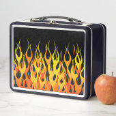 Lunch Box Classic Racing Flames Pin Stripes sur Noir (En situation)
