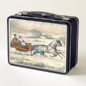 Lunch Box Classique 1853 Traîneau Currier Ives Route Hiver (Dos)