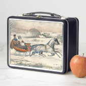 Lunch Box Classique 1853 Traîneau Currier Ives Route Hiver (En situation)