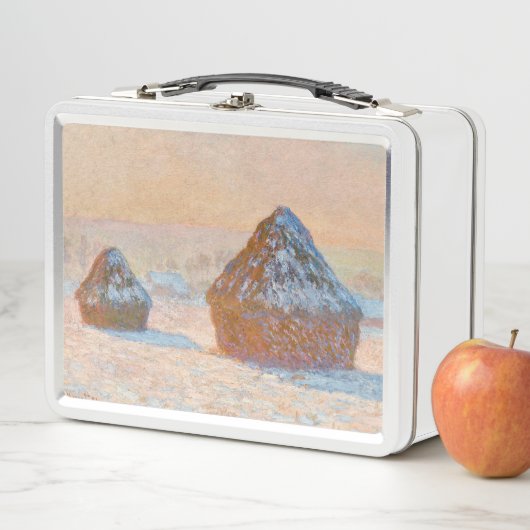 Lunch Box Claude Monet - Piles à roues, Effet neige, Matin (En situation)