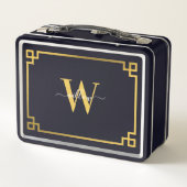 Lunch Box Clé grecque noire et or Monogramme (Dos)