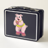 Lunch Box Cochon à la gym avec élastique (Dos)