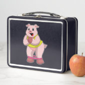 Lunch Box Cochon à la gym avec élastique (En situation)