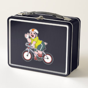 Lunch Box Cochon avec bicyclette et casque
