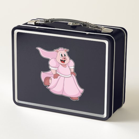 Lunch Box Cochon en mariée avec robe Mariage (Dos)