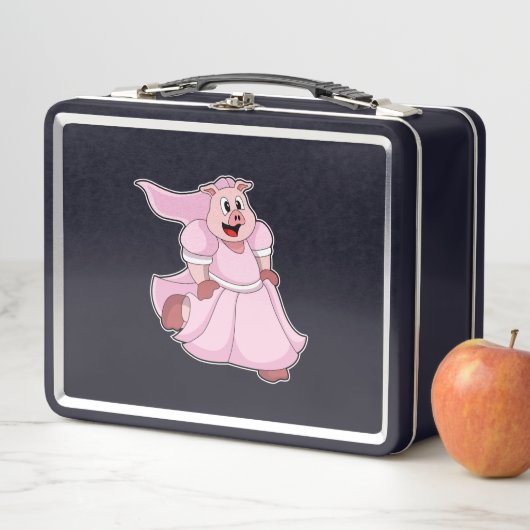 Lunch Box Cochon en mariée avec robe Mariage (En situation)