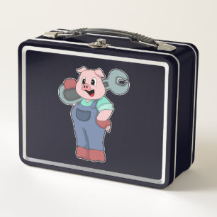 Lunch Box Cochon en mécanique avec clé