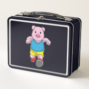 Lunch Box Cochon en tant que coureur à l'exécution