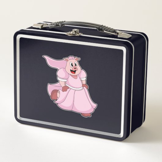 Lunch Box Cochon marié en robe de mariée (Devant)