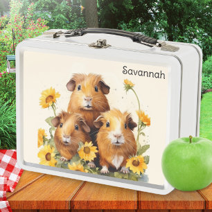 Lunch Box Cochons d'Inde Fleurs Jolies Animaux de Compagnie
