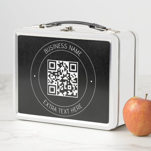 Lunch Box Code QR et texte modifiable | Noir et blanc (En situation)