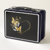 Lunch Box Cœur avec papillons dorés (Dos)