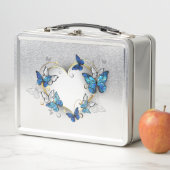 Lunch Box Coeur bijoux avec papillons Morpho (En situation)