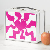 Lunch Box Coeur d'amour en Magenta et Blanc (En situation)