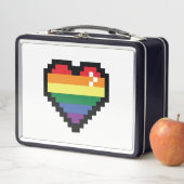Lunch Box Coeur de pixel arc-en-ciel (En situation)