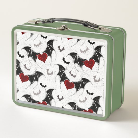 Lunch Box Coeur d'Halloween avec ailes de chauve-souris noir (Devant)