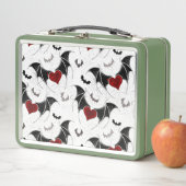 Lunch Box Coeur d'Halloween avec ailes de chauve-souris noir (En situation)