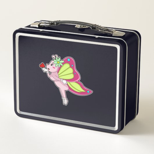 Lunch Box Coeur en fleurs papillon (Dos)