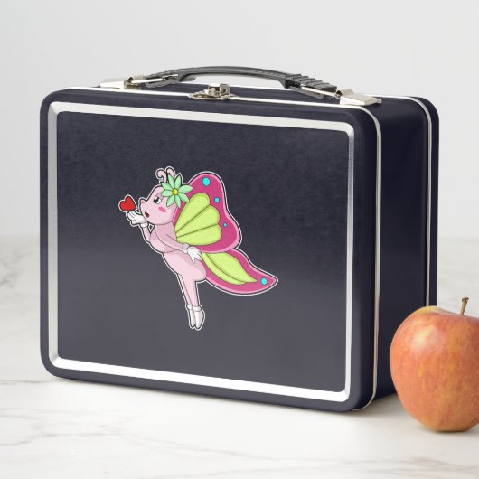Lunch Box Coeur en fleurs papillon (En situation)