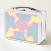 Lunch Box Coeur - Pastel rose, jaune, violet et vert (Devant)