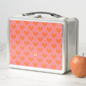 Lunch Box Coeurs d'amour et motif Pois en rose, orange (En situation)