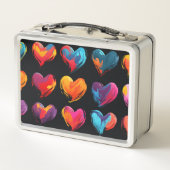 Lunch Box Coeurs peints sur un arrière - plan noir (Dos)