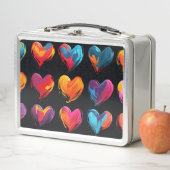 Lunch Box Coeurs peints sur un arrière - plan noir (En situation)